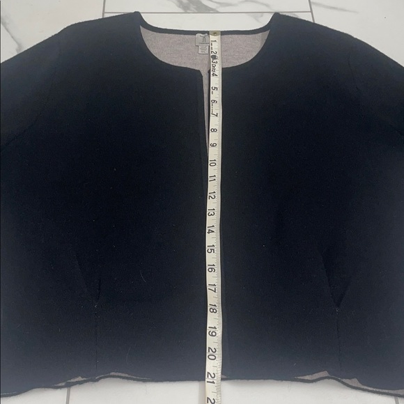 Tristan Blk & Grey Open Front Cropped Cardigan Bolero or Shrug  3/4 Sleeve Sz L - Picture 14 of 16